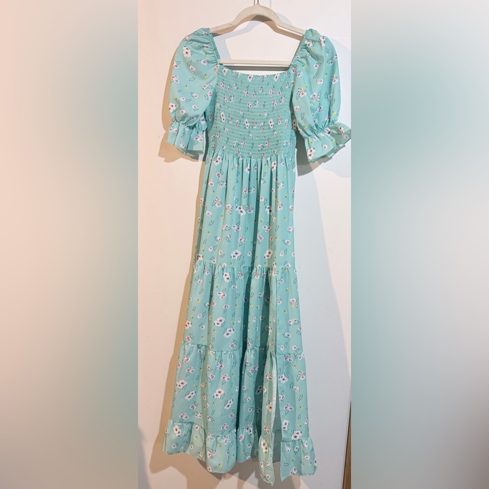 Floral Mint Green Maxi Dress